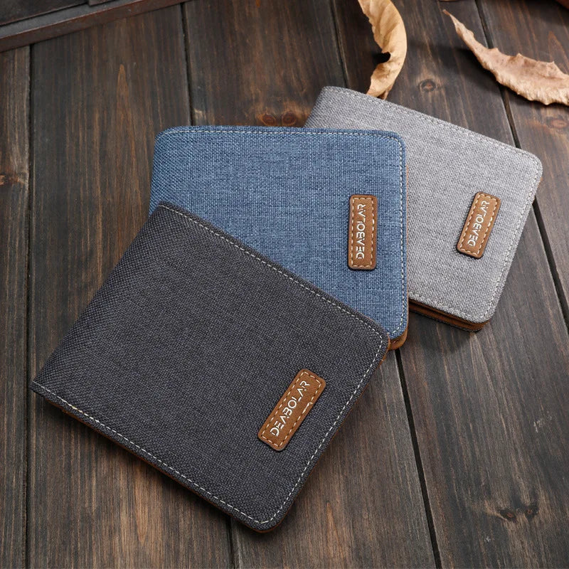 Men's Short Wallet Cowboy Canvas Business Male Thin Small Money