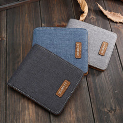 Men's Short Wallet Cowboy Canvas Business Male Thin Small Money
