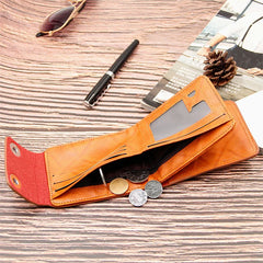 Men's Short Wallet PU Leather Half Casual Dollar Pattern Double Buckle