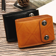 Men's Short Wallet PU Leather Half Casual Dollar Pattern Double Buckle