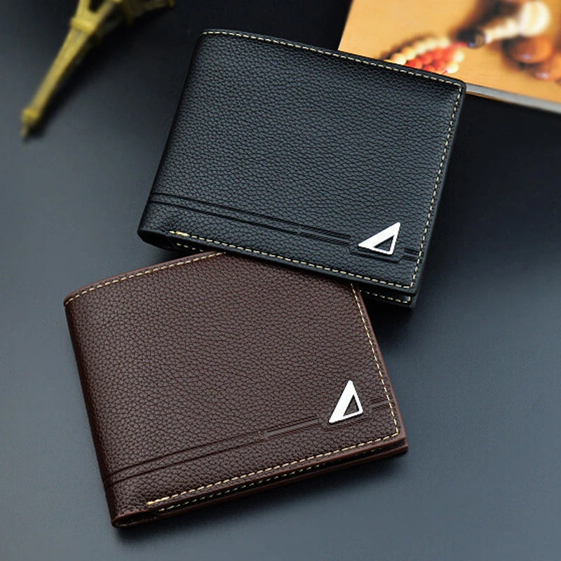 Men's Short Wallet Casual Lychee Pattern Money Clip