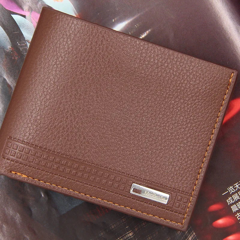 Men's Short Wallet PU Leather Multi-card Slot Bill Fold Slim