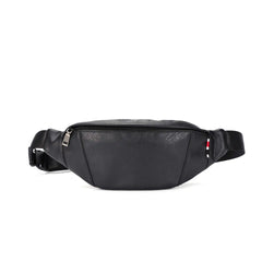 Men's Solid Chest bag PU Leather Waist bag Male small Messenger Bag zipper Vinta
