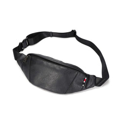 Men's Solid Chest bag PU Leather Waist bag Male small Messenger Bag zipper Vinta
