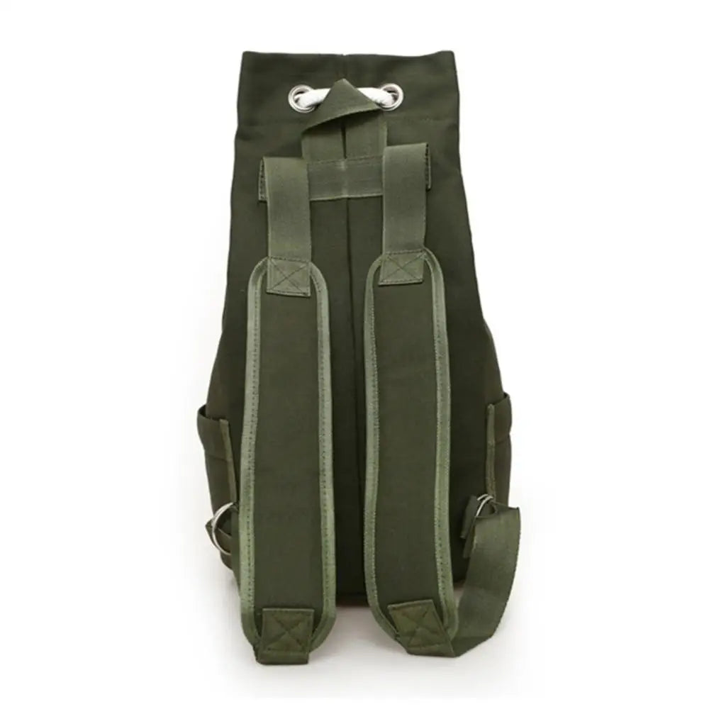 Men's Drawstring Canvas Bucket Bag Backpack