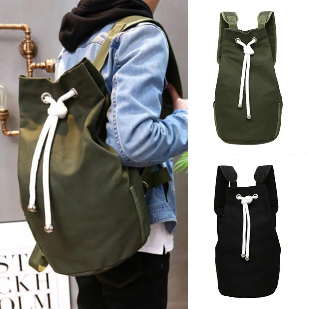 Men's Drawstring Canvas Large Capacity Backpack
