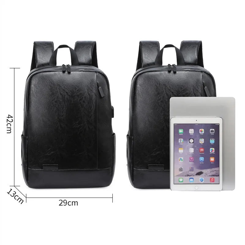 Men's Stylish Backpack for School Students Waterproof Leather Notebook