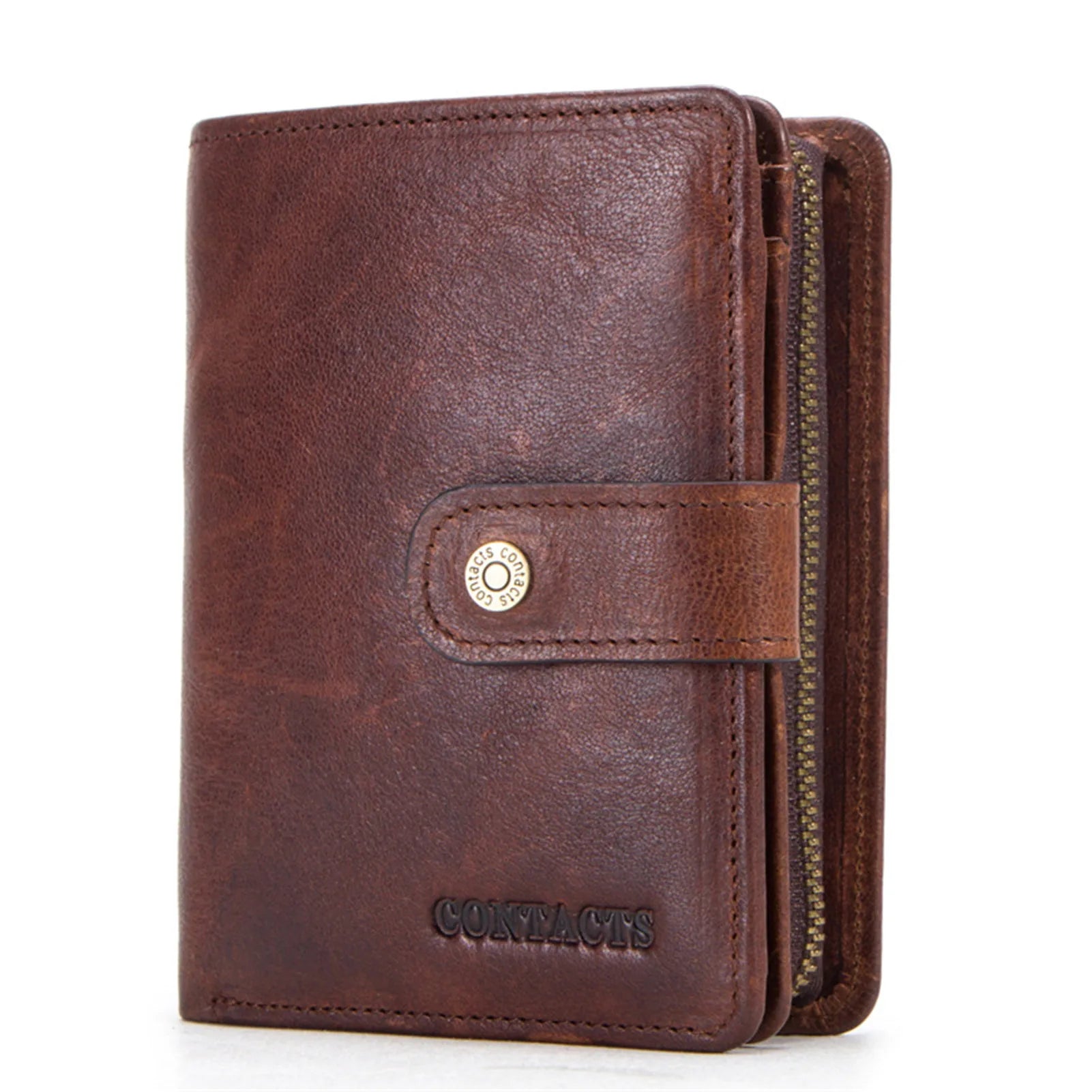 Men's Trifold Leather Wallet with Blocking Portable Lightweight