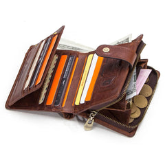 Men's Trifold Leather Wallet with Blocking Portable Lightweight