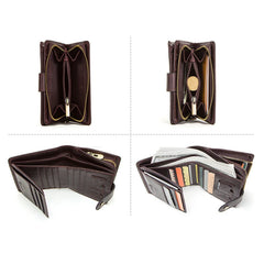 Men's Trifold Leather Wallet with Blocking Portable Lightweight