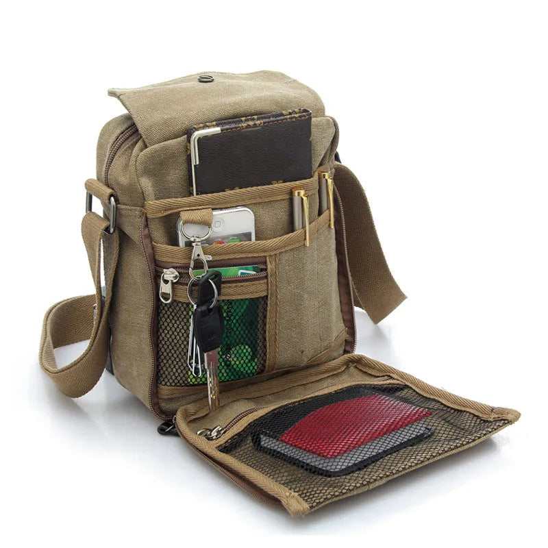 Men's Vintage Canvas Crossbody Bag Shoulder Messenger Bag Sling Bag