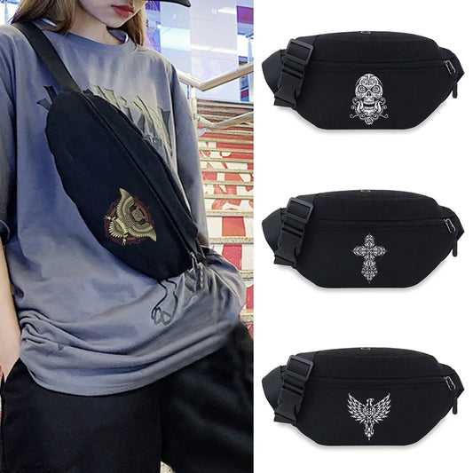 Skull Pattern Waist Bag Fanny Pack Chest Pack Outdoor Sports Crossbody Bags