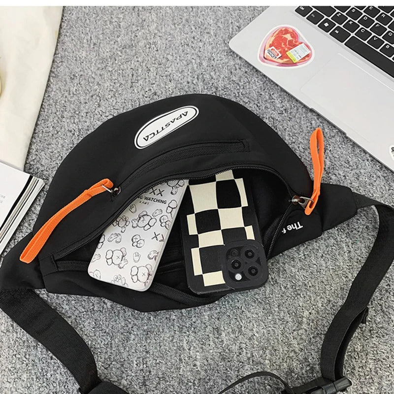 Men's Waist Bag High Street Chest Bags Boy's Chest Phone Purse Male Canvas Casua