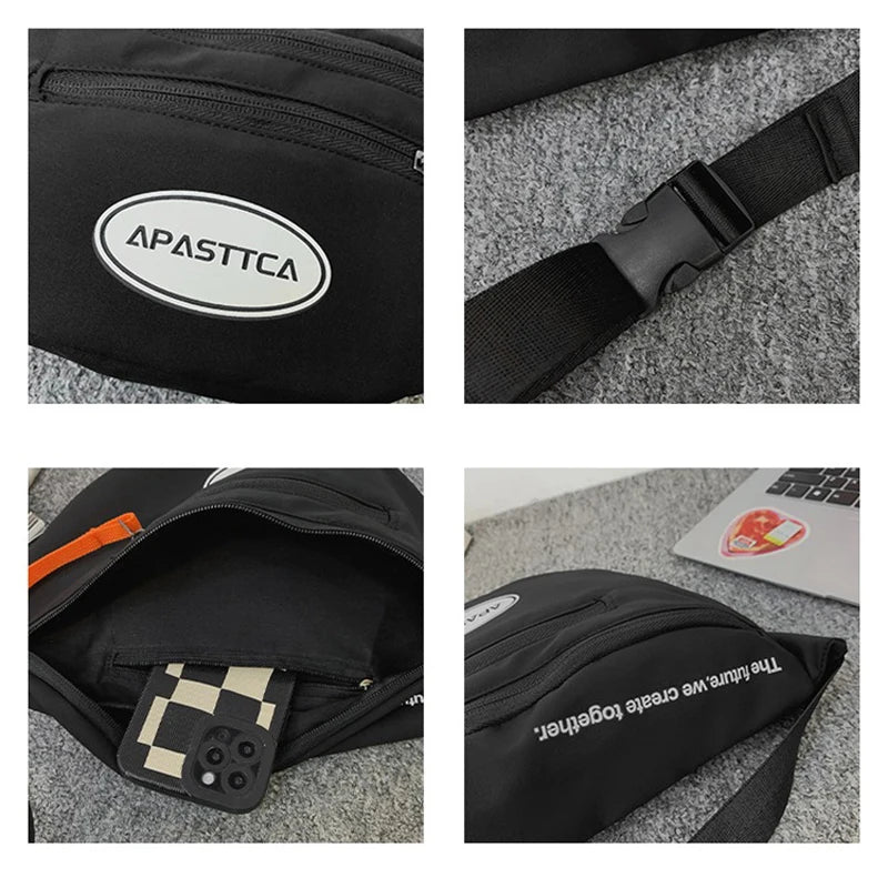 Men's Waist Bag High Street Chest Bags Boy's Chest Phone Purse Male Canvas Casua
