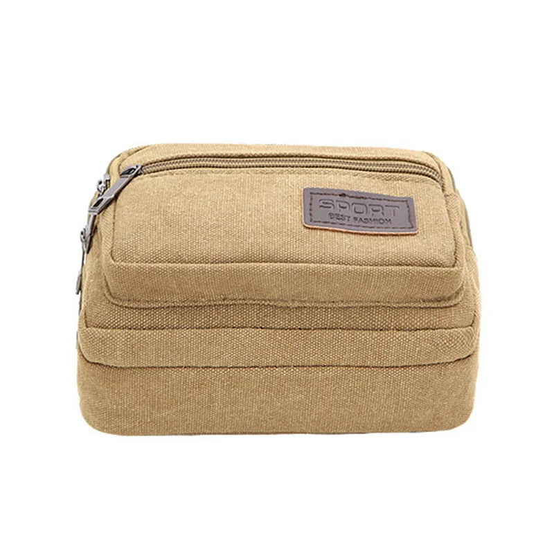 Men's Canvas Waist Pack Shoulder Bag Vintage Multifunction Fanny Pack