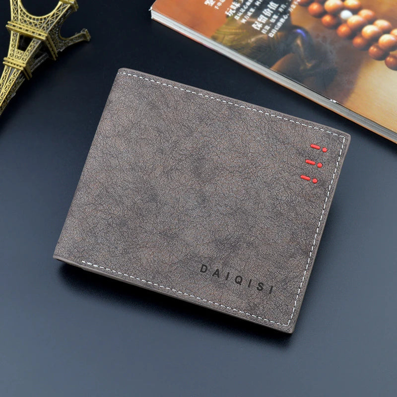 Men's Short Retro Thin Frosted Wallet Large Capacity Horizontal Soft Wallet