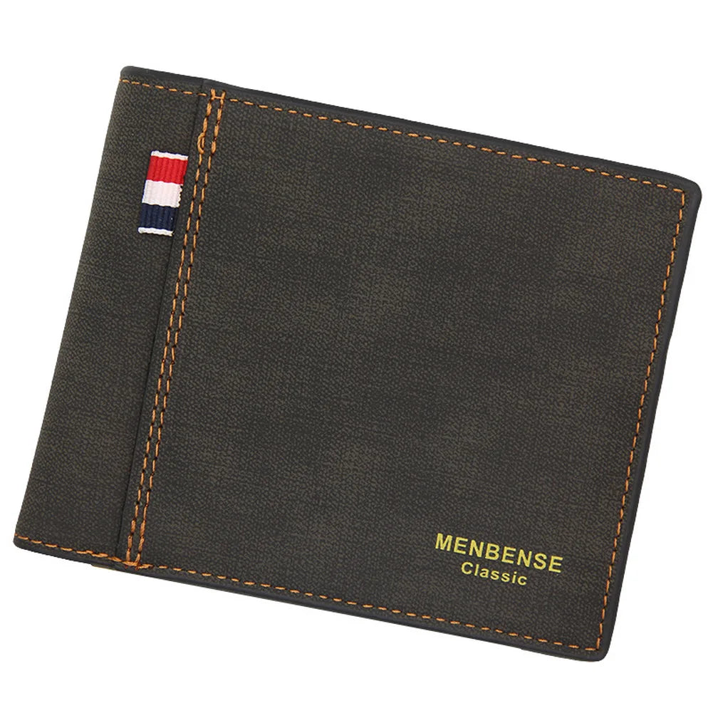 Men's Leather Trifold Wallet Large Capacity Retro Style Purse