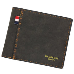 Men's Leather Trifold Wallet Large Capacity Retro Style Purse