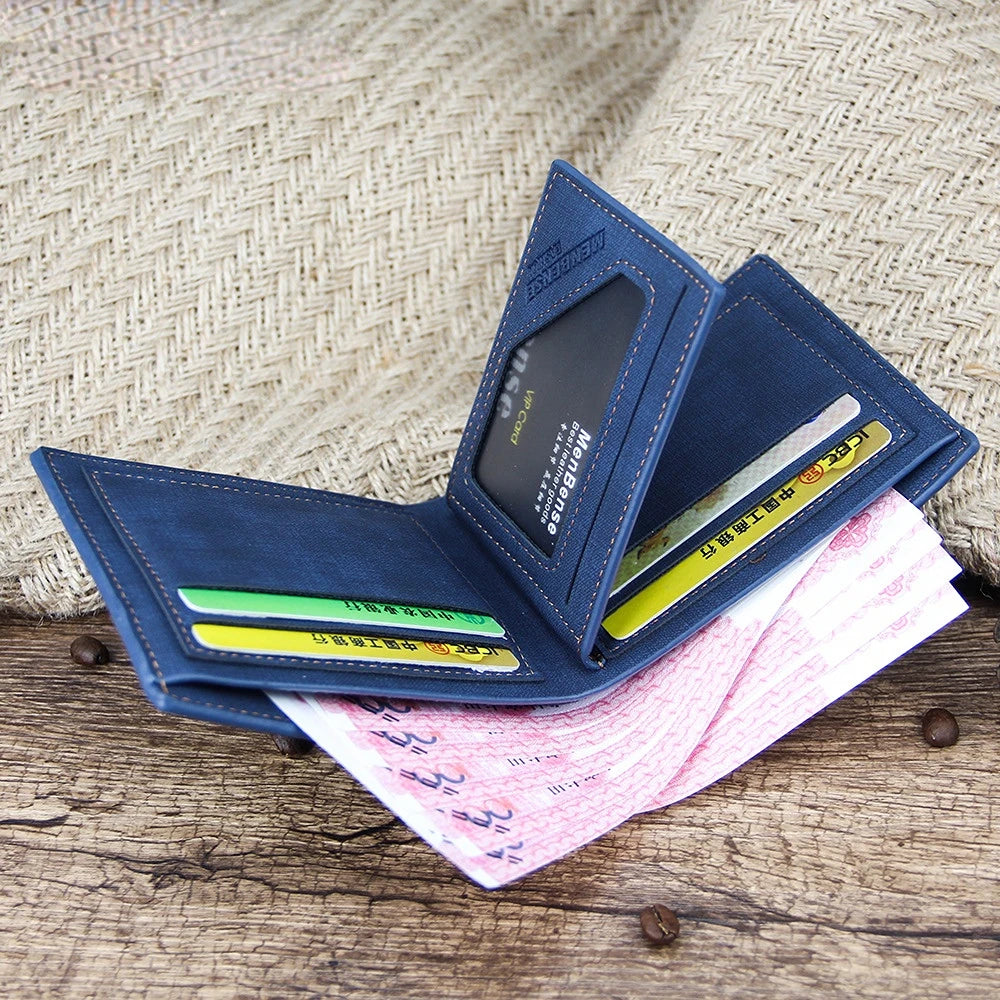 Men's Leather Trifold Wallet Large Capacity Retro Style Purse