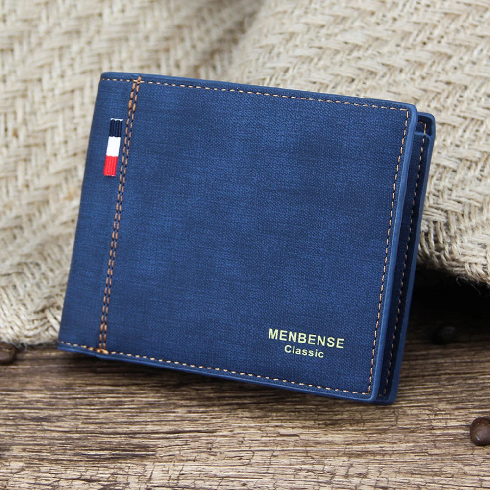 Men's Leather Trifold Wallet Large Capacity Retro Style Purse