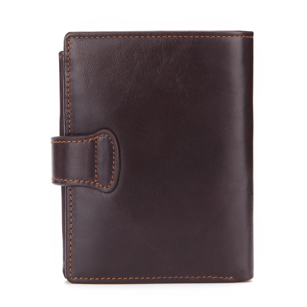 RFID Cow Leather Men's Purse Short Vintage Wallet For Men