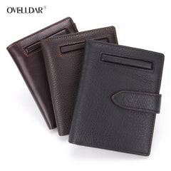 RFID Cow Leather Men's Purse Short Vintage Wallet For Men