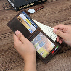 Men's Leather Wallet Crazy Horse Functional Slot Change US Dollar Clip