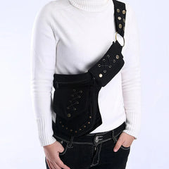 Men's Punk Waist Bag Chest Mobile Phone Bag Outdoor Sports Diagonal Bag