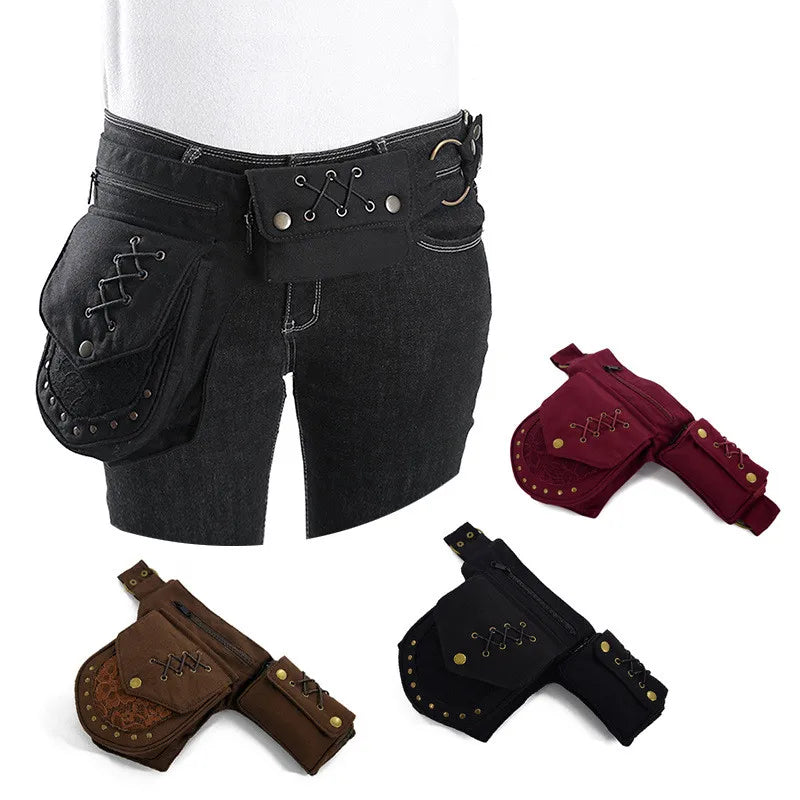 Men's Punk Waist Bag Chest Mobile Phone Bag Outdoor Sports Diagonal Bag