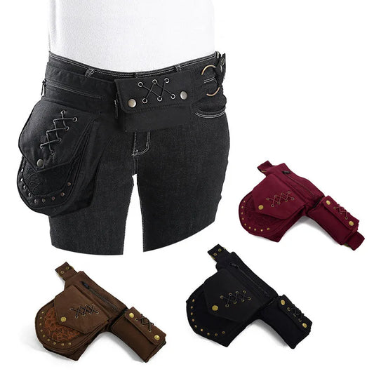 Men's Punk Waist Bag Chest Mobile Phone Bag Outdoor Sports Diagonal Bag