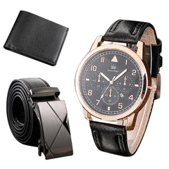 Men's Watch+Wallet+Belt Set Father's Birthday Gift 3pcs