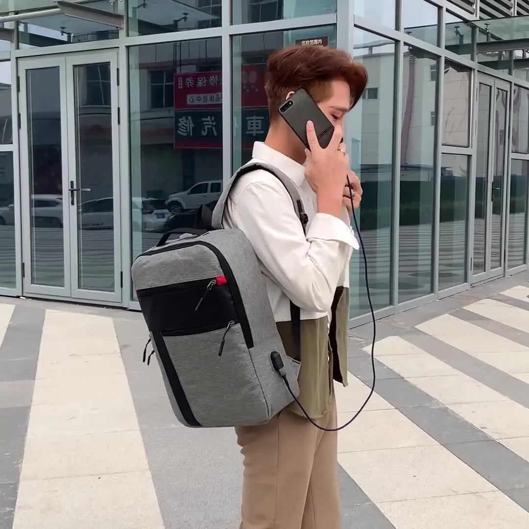 Men's Waterproof 15.6 Laptop Backpack USB Charging Business Bag
