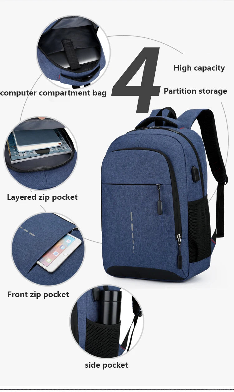 Men's Waterproof Backpack Lightweight Book Bag 15.6inch Notebook Backpack