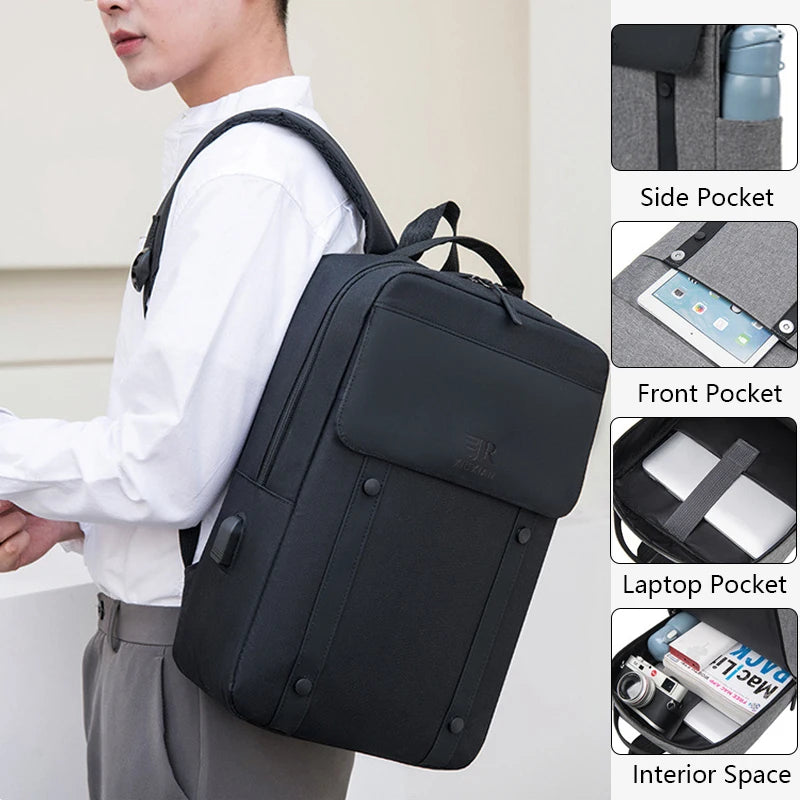 Men's Waterproof USB Charging Business Backpack
