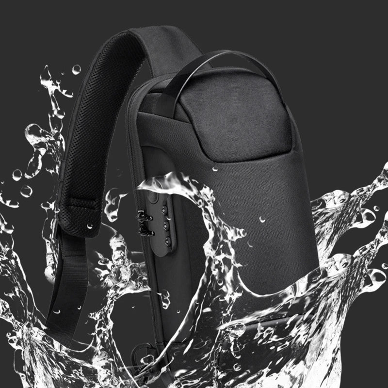 Men's Waterproof USB Crossbody Bag Anti-theft Shoulder Sling Chest Pack