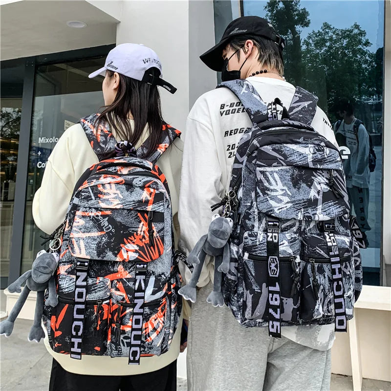 Casual Travel Large Capacity Graffiti Oxford Cloth Backpack