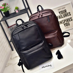 Leather Laptop Backpack Women Men Travel School Rucksack