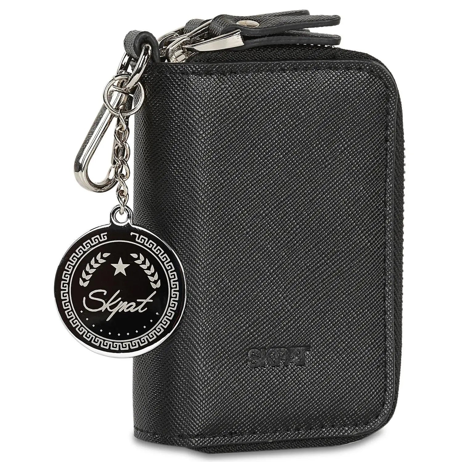Unisex 2-Compartment Key Case with Zipper Closure