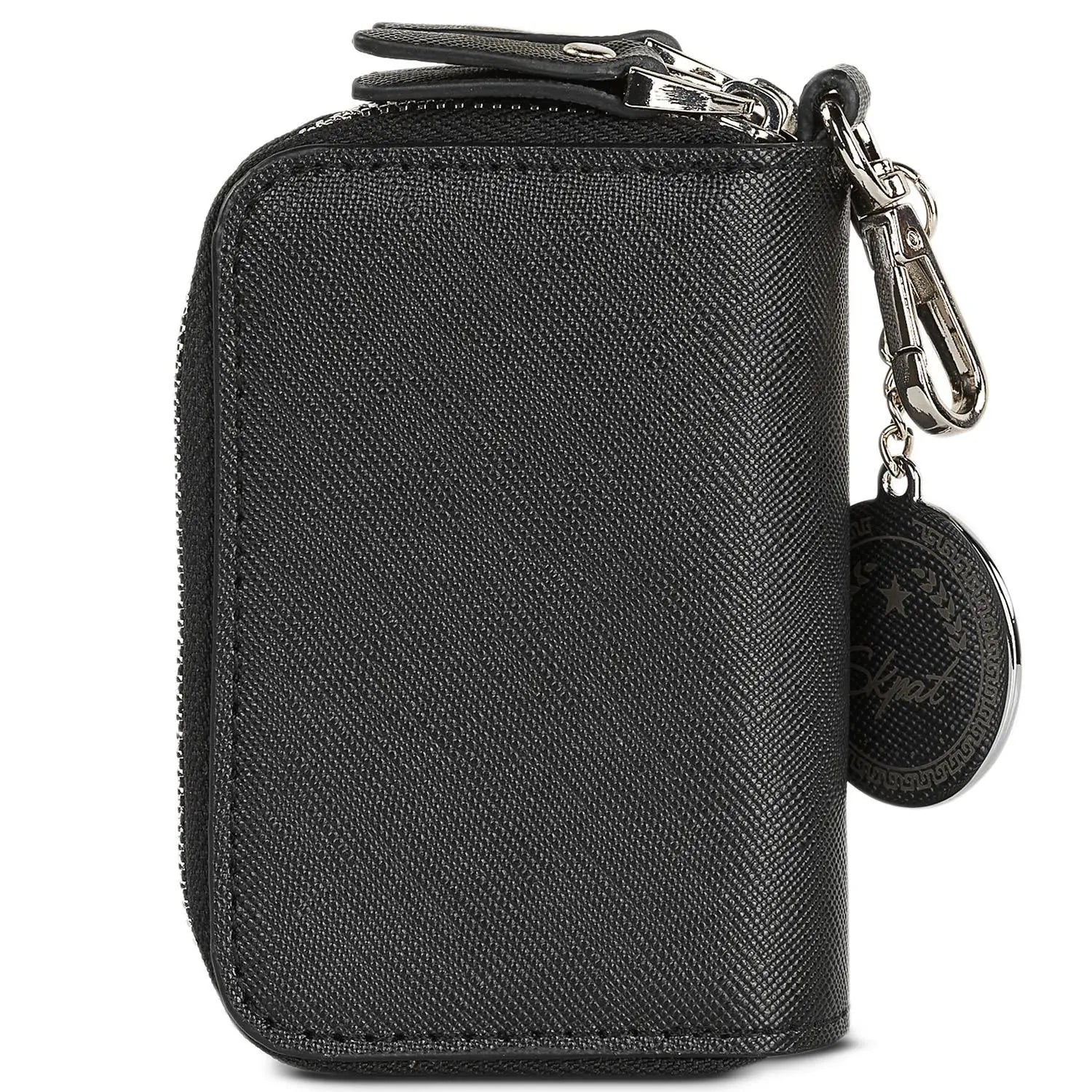 Unisex 2-Compartment Key Case with Zipper Closure