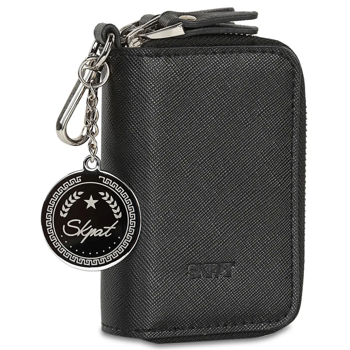 Unisex 2-Compartment Key Case with Zipper Closure