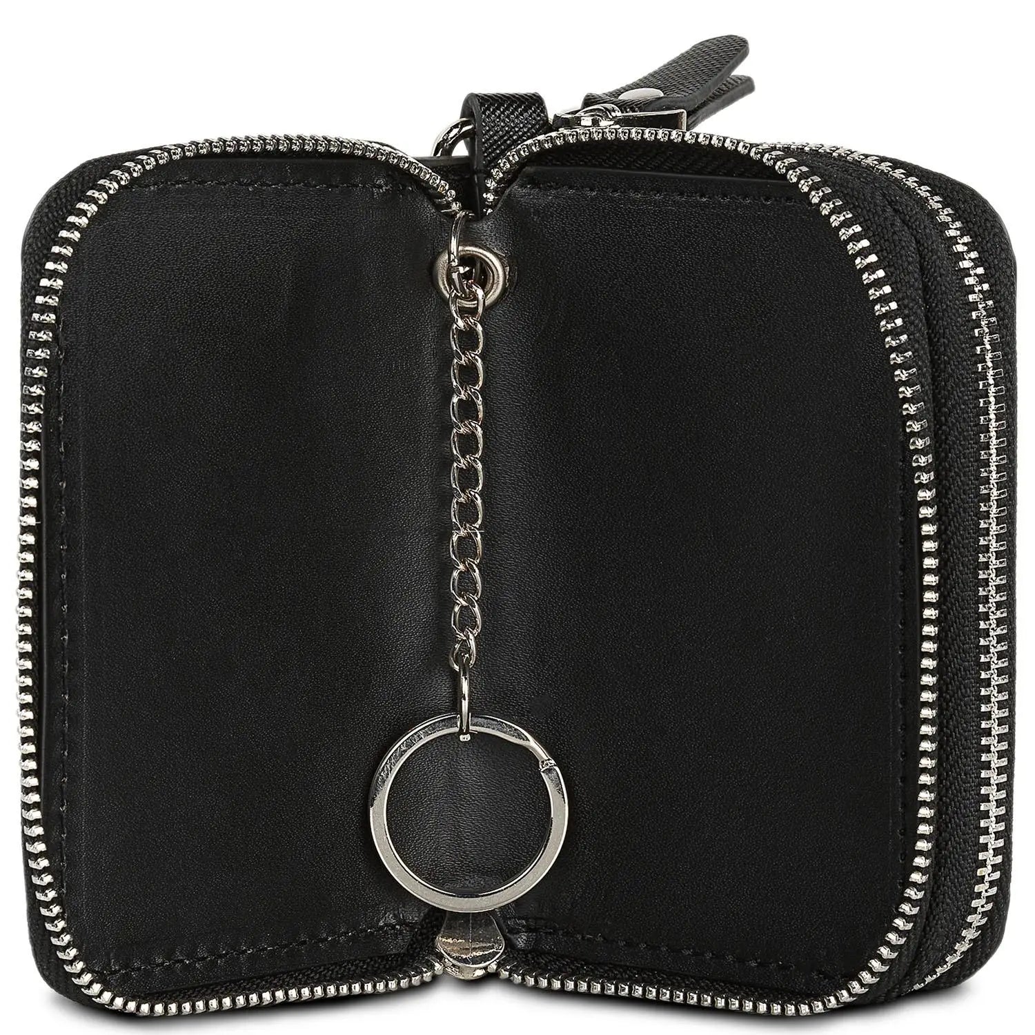 Unisex 2-Compartment Key Case with Zipper Closure