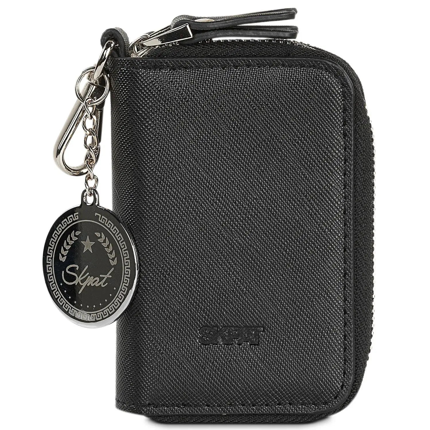 Unisex 2-Compartment Key Case with Zipper Closure