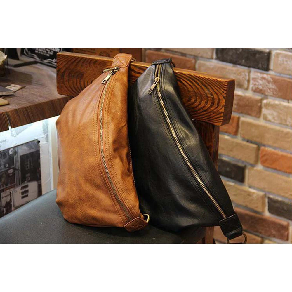 Men's Chest Bag PU Shoulder Bag Sports Diagonal Bag Waist Bag