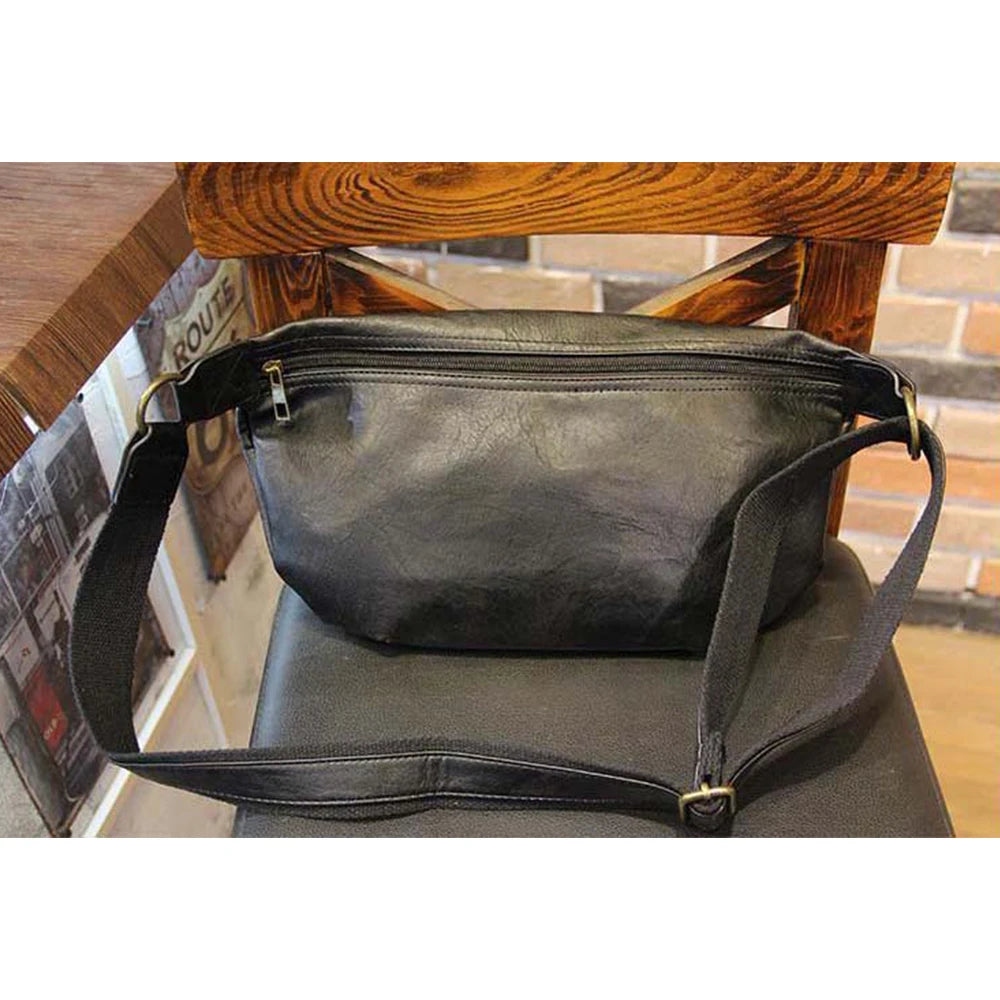 Men's Chest Bag PU Shoulder Bag Sports Diagonal Bag Waist Bag