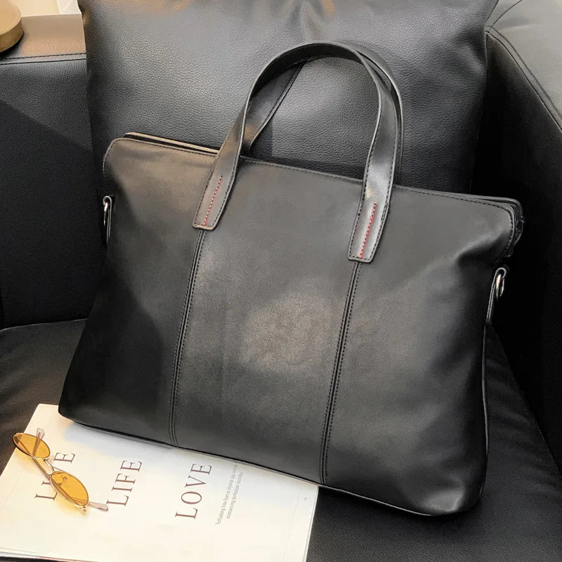 Men's Leather Briefcase Handbag for Business Trip