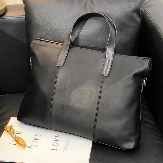 Men's Leather Briefcase Handbag for Business Trip