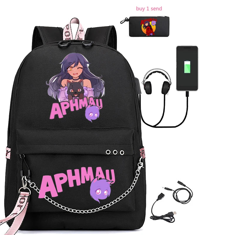 Canvas USB Laptop Bag Backpack with Pencil Case