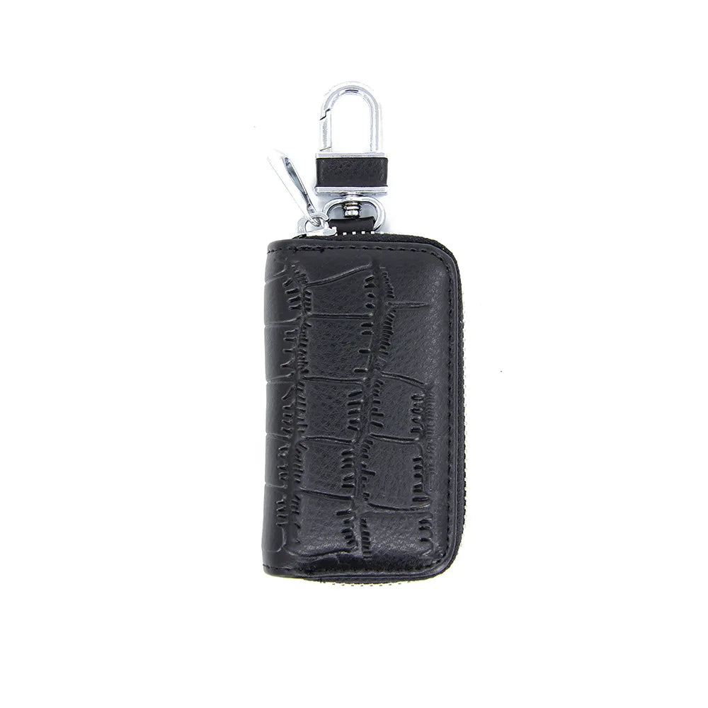 Leather Key Bag with Zipper for Men and Women