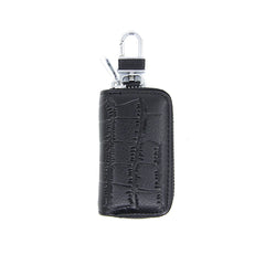 Leather Key Bag with Zipper for Men and Women