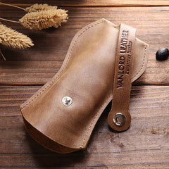 Men's Leather Mini Car Key Bag Small Waist Pull Large Capacity